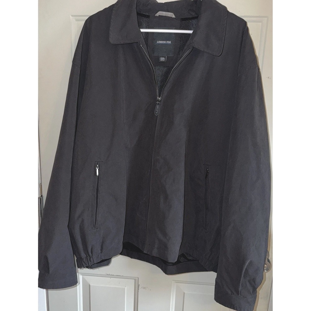 London Fog Men's XXL Black Lightweight Zip Jacket Windbreaker Lined Full Zip